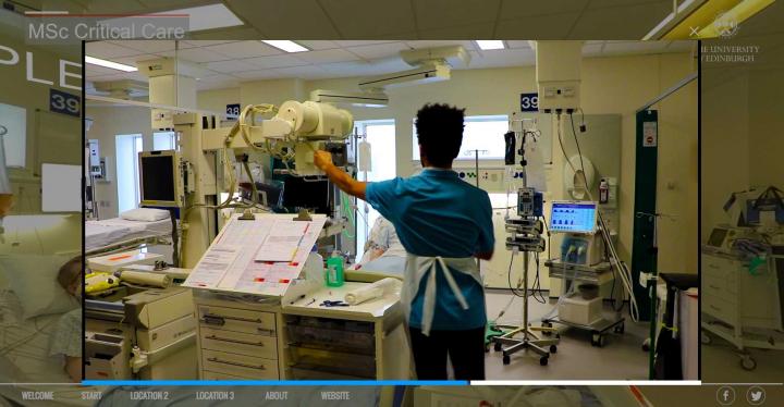 student treating patient in intensive care unit