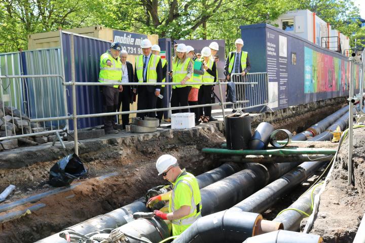 Laying pipes at George Square