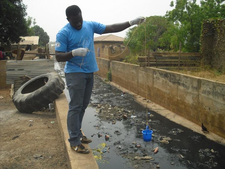 Sewage sampling in Tamale, Ghana