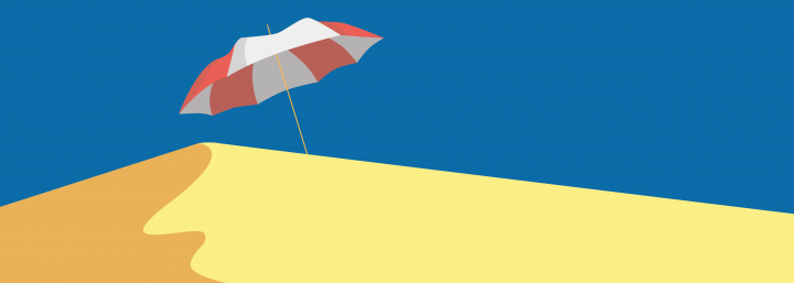 Illustration of beach umbrella on sand