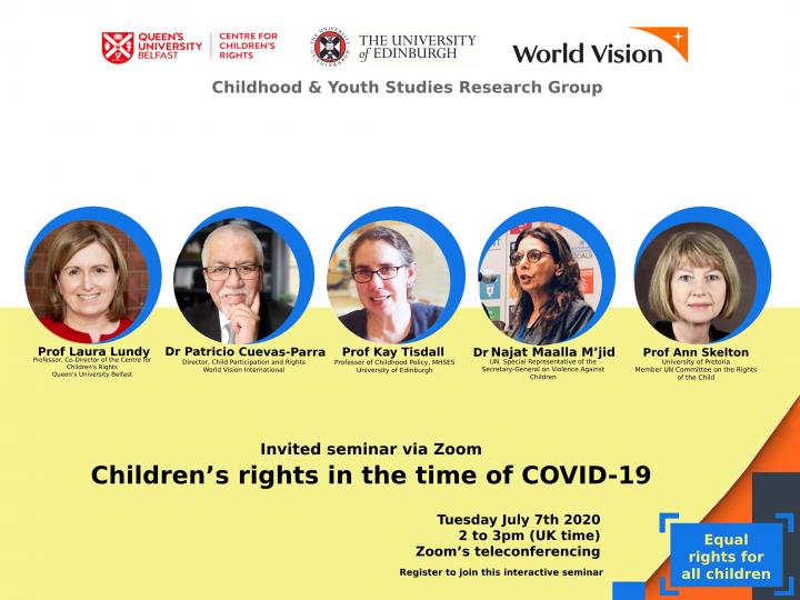 Flyer for the webinar on children's rights in the time of COVID-19