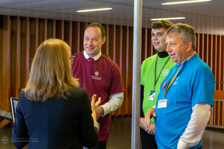 Peter Mathieson, Gavin MacLachlan and Andrew Wilson meet staff at Welcome Week 2019