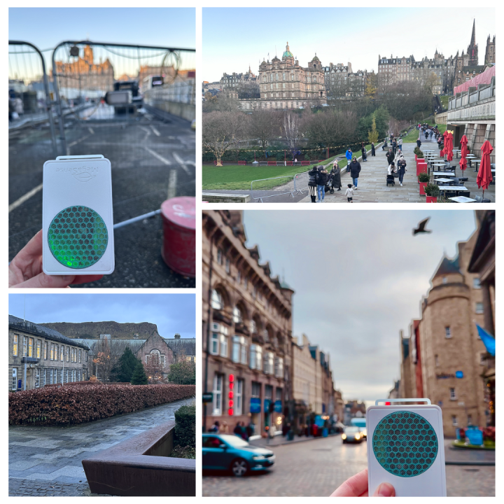 Four images from Edinburgh with 2 including air pollution monitors