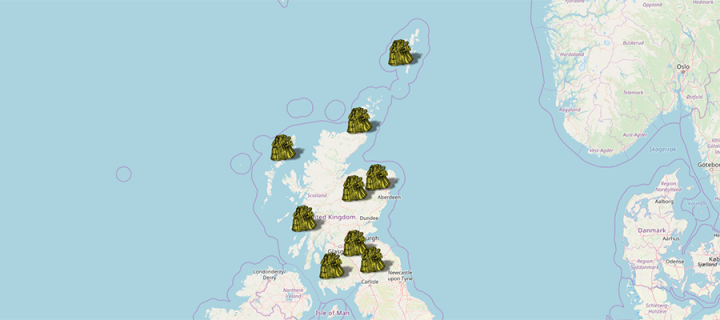 Map showing witches database