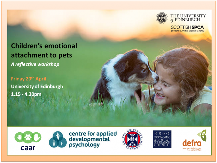 Flyer for Workshop 2 with details of the venue and time and photo of a girl lying in the grass with a puppy