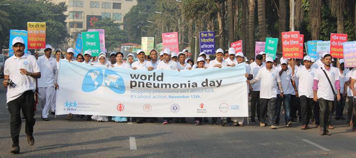 Participants at the World Pneumonia Day 2018 rally in Bangladesh