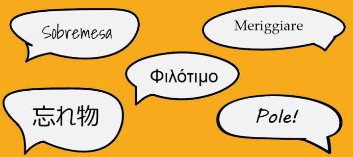 Words in foreign languages in speech bubbles