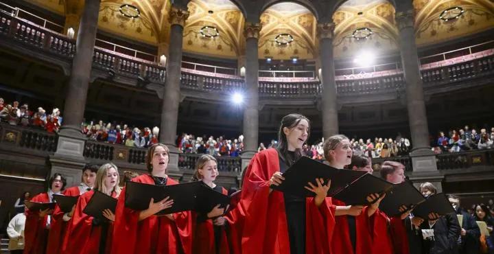 University of Edinburgh choir sing at a carol service in McEwan Hall, Edinburgh