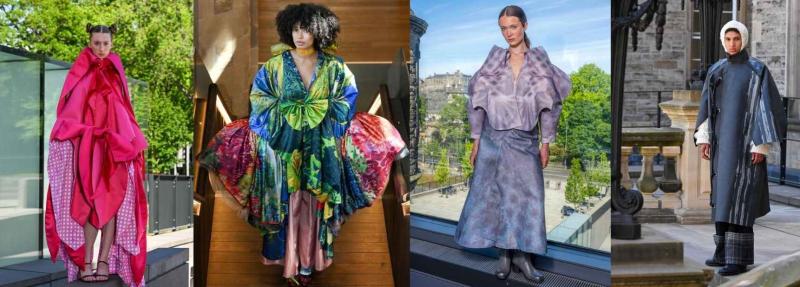 Four models posed wearing designs from this year's ECA Fashion Show.