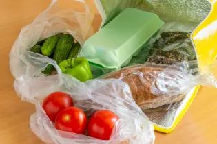 A selection of foods wrapped in plastic