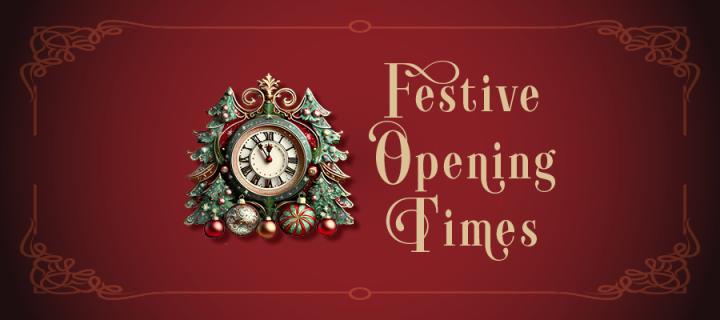 festive clock illustration on red background
