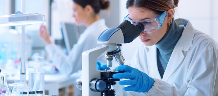 Two women scientists at work in a laboratory