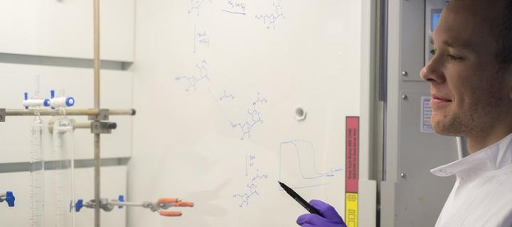 An Edinburgh Drug Discovery researcher writes chemical compounds