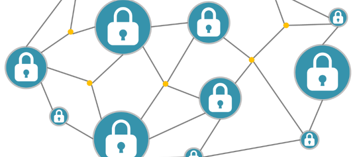 Connected padlocks indicating digital connectivity