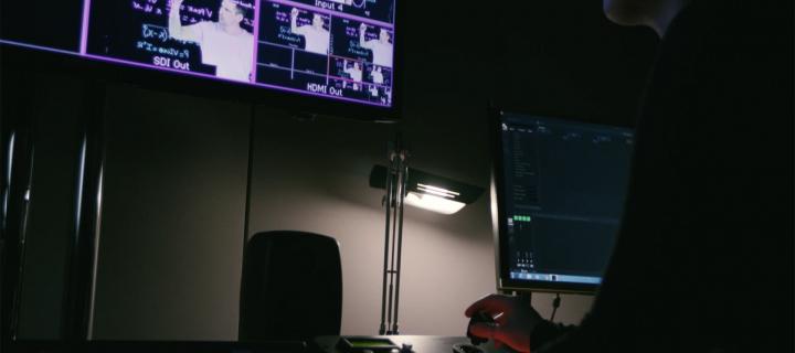 Image of control room in media studio 