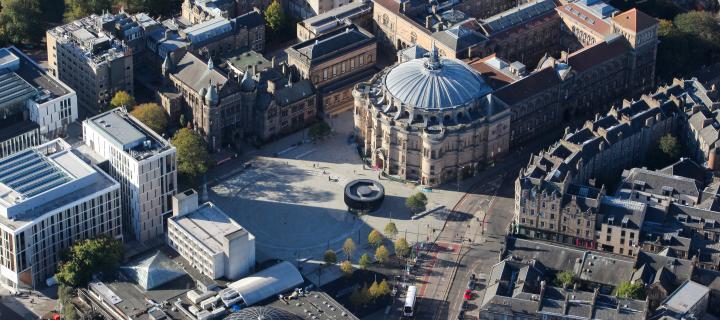 An aerial view of Central Campus at the University of Edinburgh