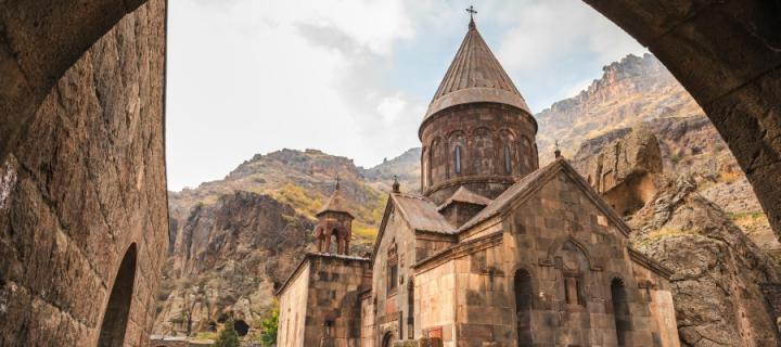 Armenian church through doorway