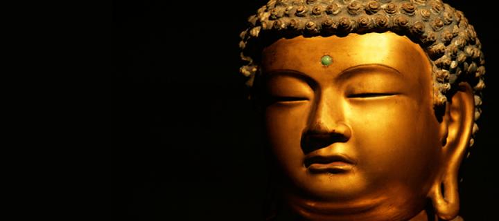 Colour photo of a golden Buddha