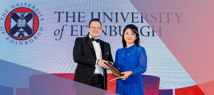 The award was received on behalf of the University of Edinburgh by Leina Shi, Director Education at British Council China.