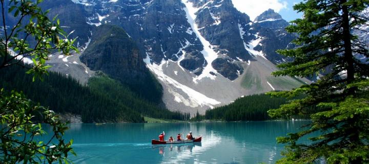 Canoe on a lake in Canada