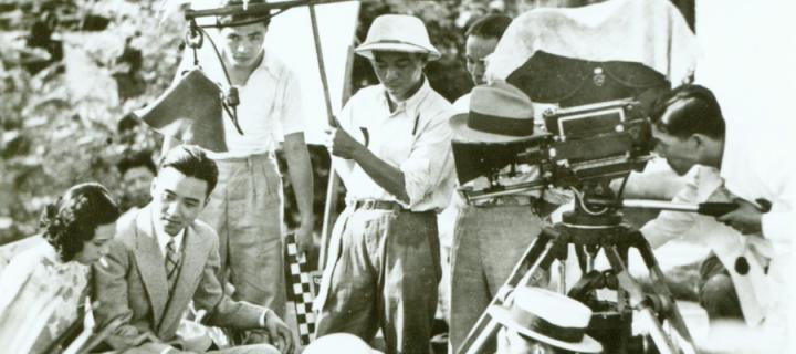 Film crew recording a Chinese silent film