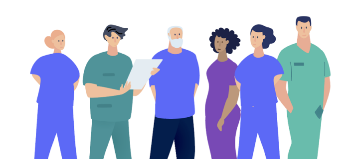 illustration of a team of vets and nurses 