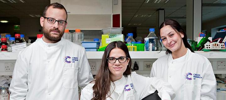 Shot of Cancer Research UK team in the lab