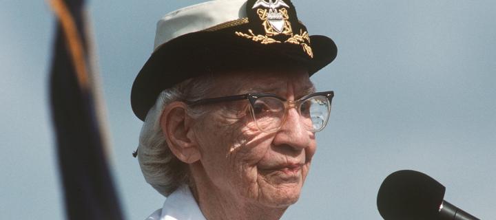 Photograph of Grace Hopper in US Navy uniform
