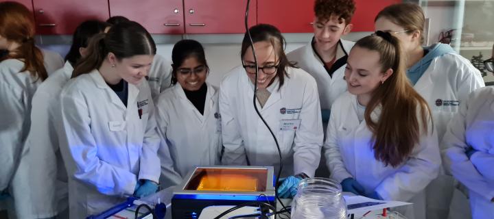 School pupils take part in a female-led workshop in the Easter Bush Science Outreach Centre