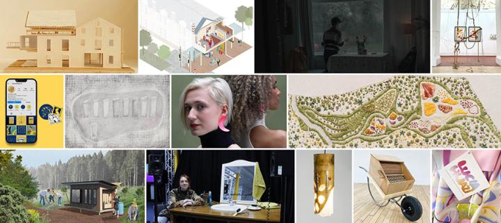 A montage of a selection of student work from the ECA Degree show 2022