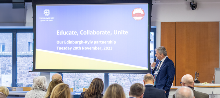 Principal Peter Mathieson speaking at the Educate, Collaborate, Unite event