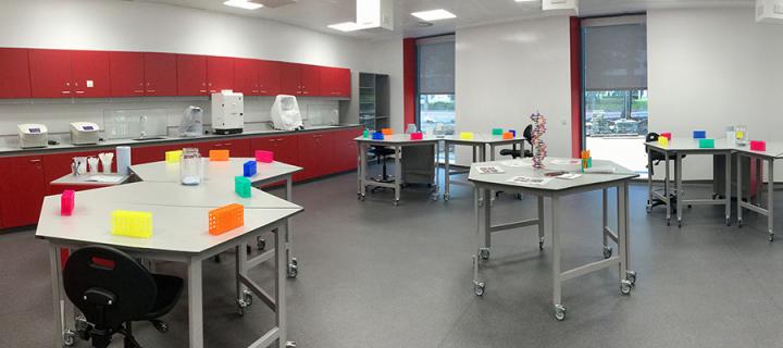An empty laboratory in the Easter Bush Science Outreach Centre.