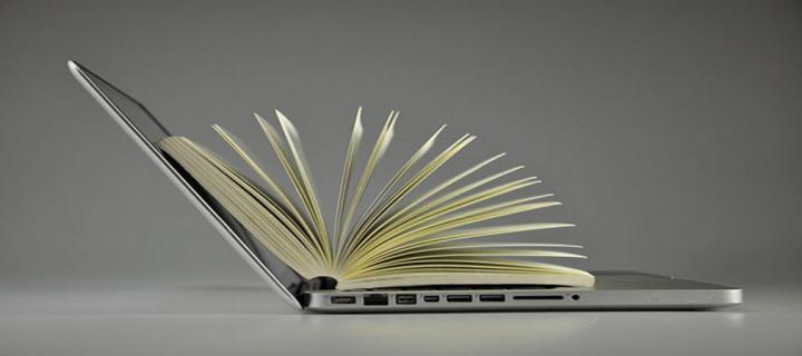 Image of a book inside a laptop