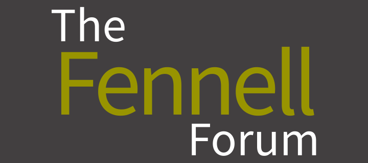 Logo for the Fennell Forum, green and white text on a grey background