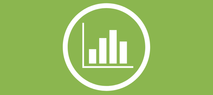 Lime green background with circle and icon denoting a graph