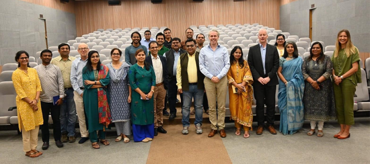 Representatives from Gujarat Biotechnology University (GBU) and University of Edinburgh (UoE) together in India.