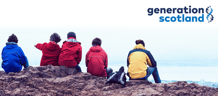 Picture of people on a Scottish mountain with Generation Scotland logo