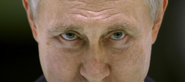 Close up of Vladimir Putin's face