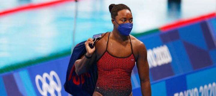 US swimmer Simone Manuel during aquatics training at the Tokyo 2020 Olympics