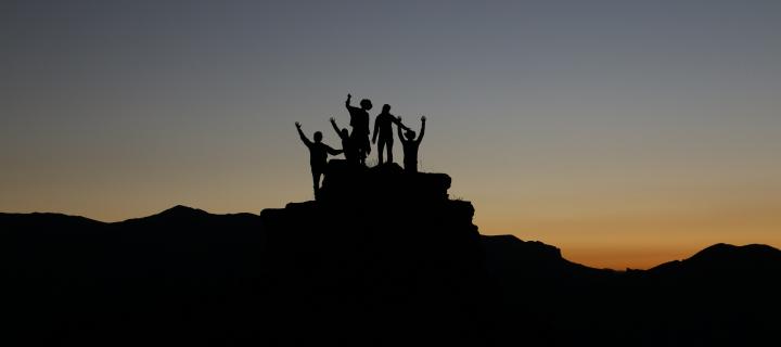 Group in sunset