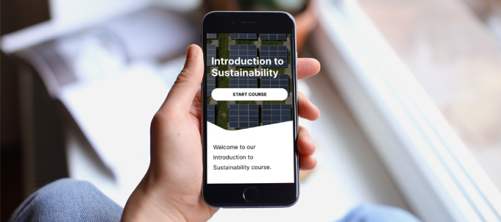 Phone with Introduction to Sustainability displayed