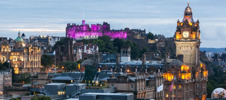 Edinburgh skyline purple Castle