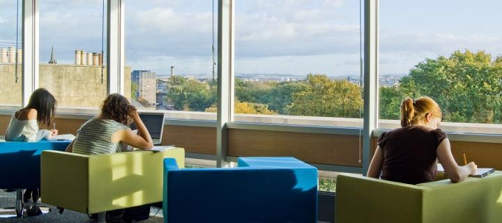 Students studying at the library