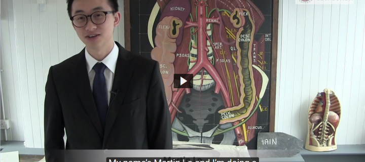 A film still of MSc Human Anatomy student Martin Lo