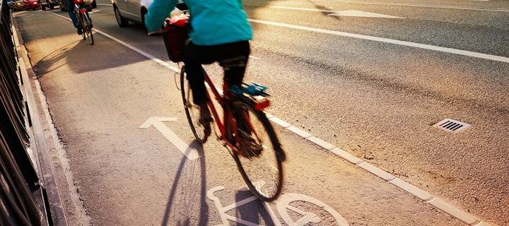 Photograph of cyclists on cycle path