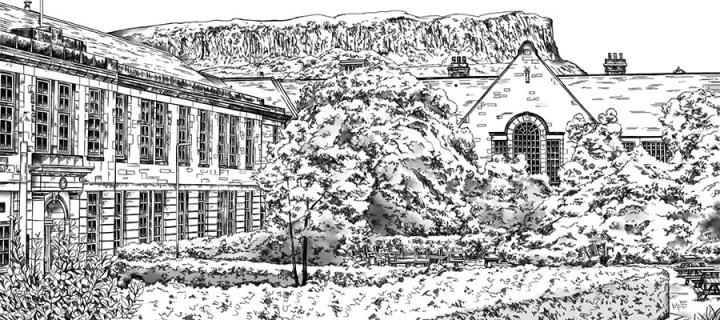 Black and white drawing of Paterson's Land and Thompson's Land