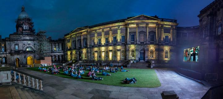 Outdoor cinema in the Old College Quad