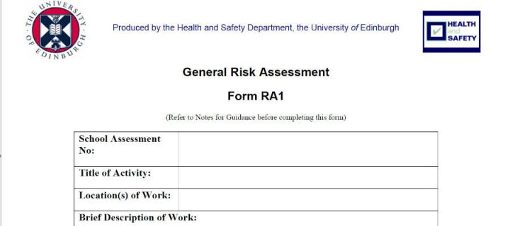 Image of a risk assessment form