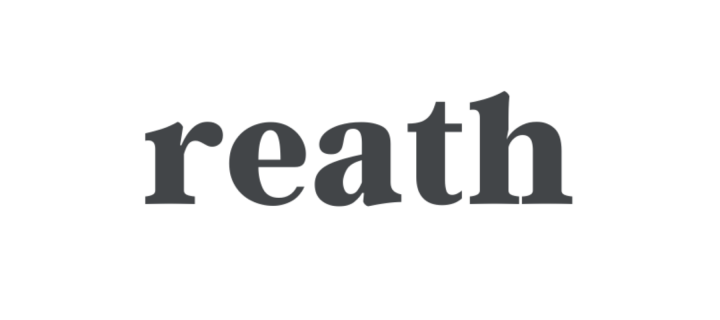 reath logo, black word reath on white background 
