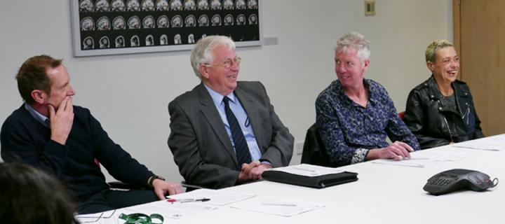 Members of the patient reference group at a meeting